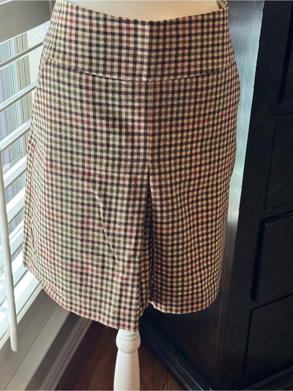 Banana Republic Factory Brown, Cream and Red Plaid Mini Skirt